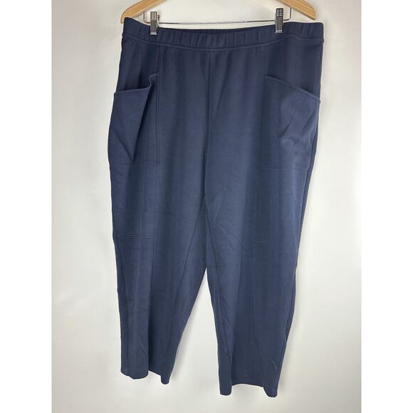 J. Jill Fit Sleek Double Knit Seamed Crop Pants Navy Blue Women's Plus Size 2X - Picture 2 of 13